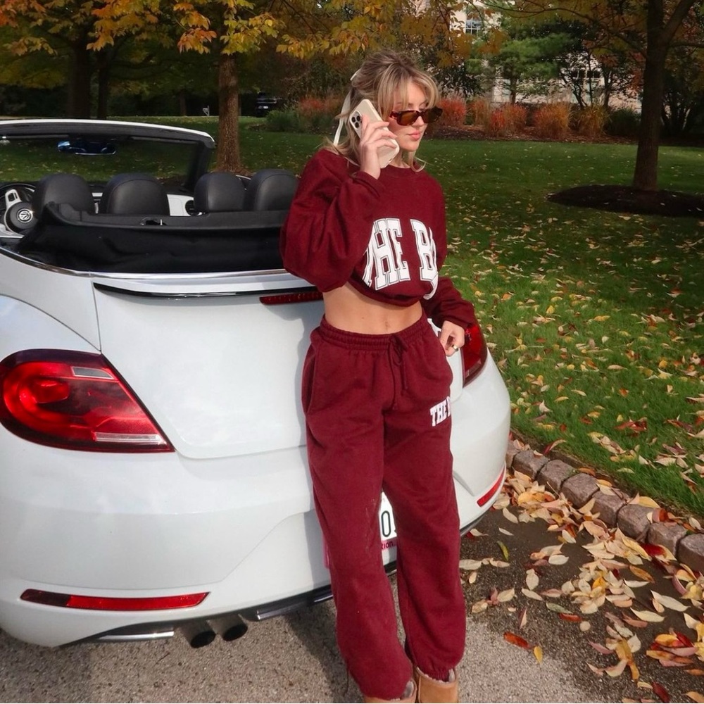 THE BAR VARSITY SWEATPANTS MAROON